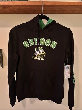 Colosseum Black and Green University of Oregon Ducks Hoodie Sweatshirt Puddles